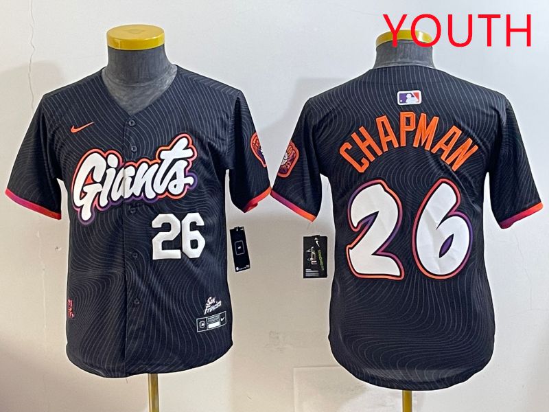 Youth San Francisco Giants #26 Chapman Black Joint Name 2025 Nike MLB Jersey style 5->youth mlb jersey->Youth Jersey